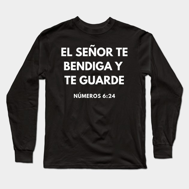 Numbers 6-24 Spanish Lord Bless You Keep You Long Sleeve T-Shirt by BubbleMench